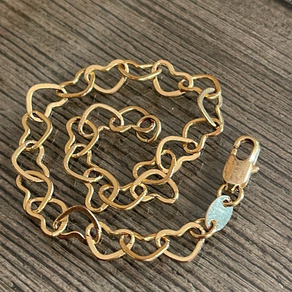 Vintage GHELLER Gold Filled 18 kt Gold Heart Link Bracelet 7 3/4” - Picture 3 of 14